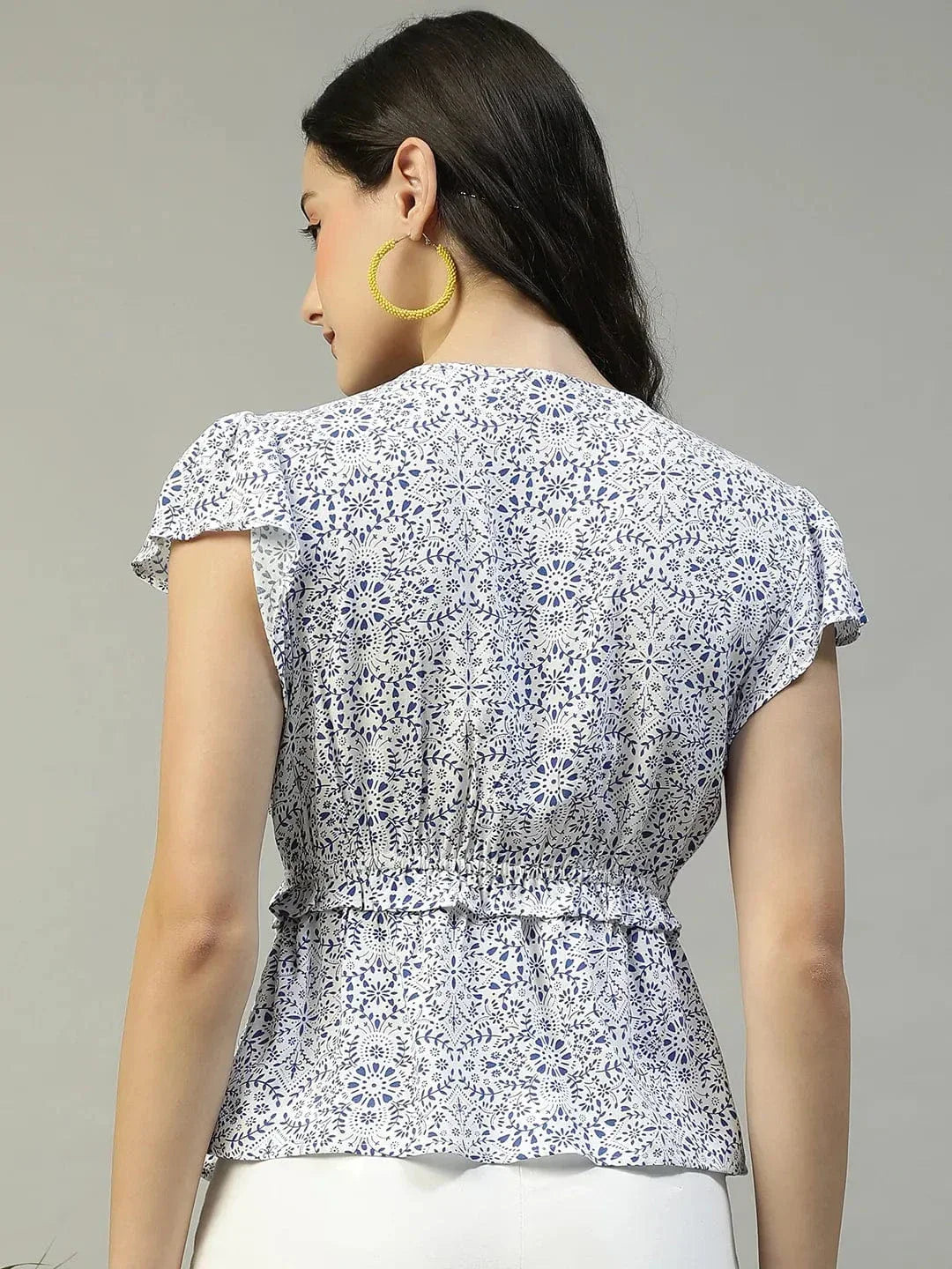Blue Floral Print Top