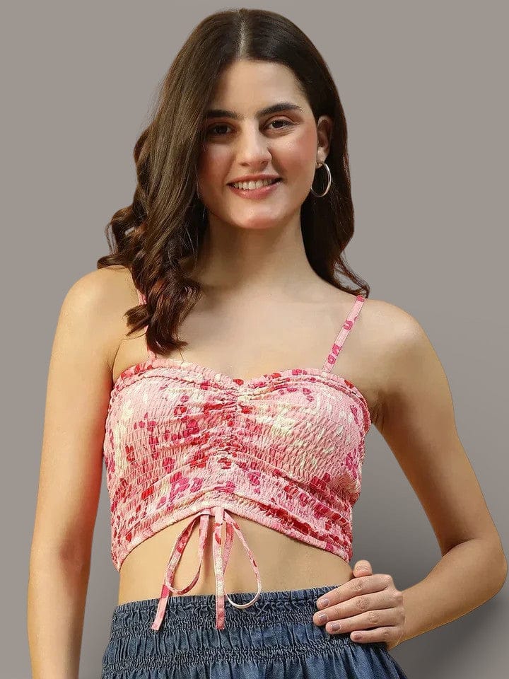 Pink Floral Print Crop Top
