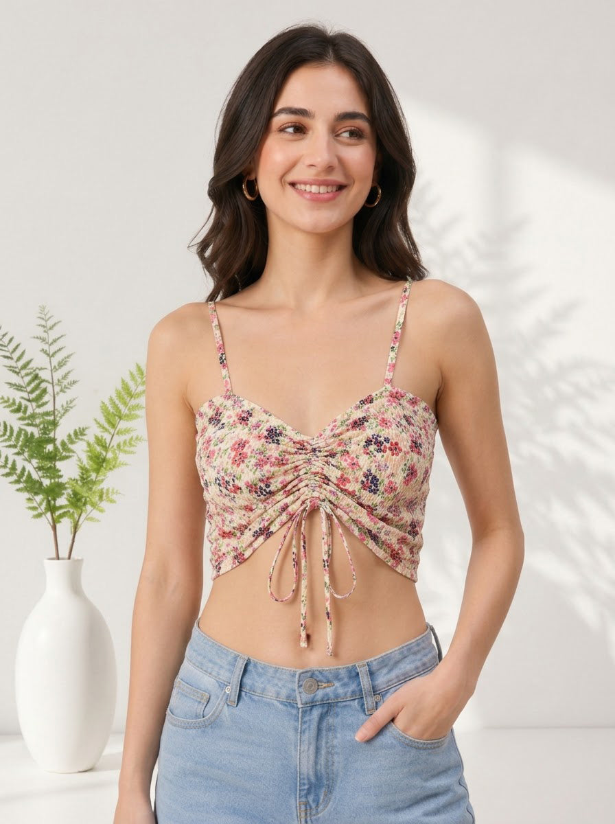 Multicolor Floral Print Crop Top