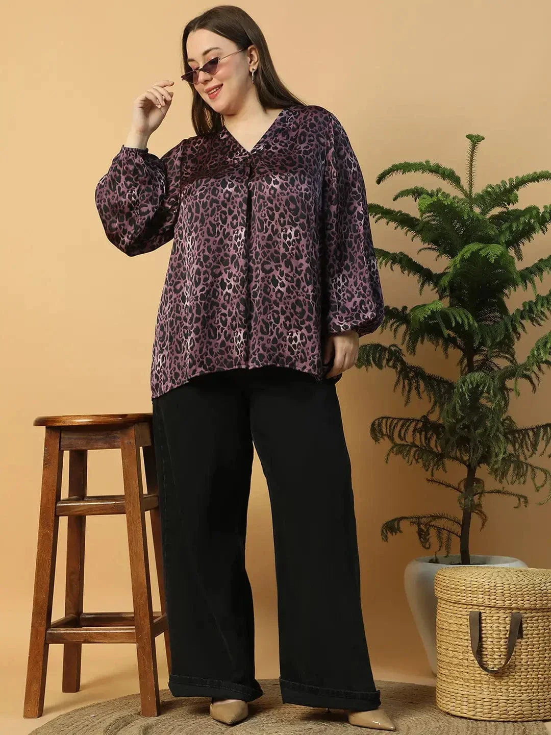 plus-size-top-wine-animal-print