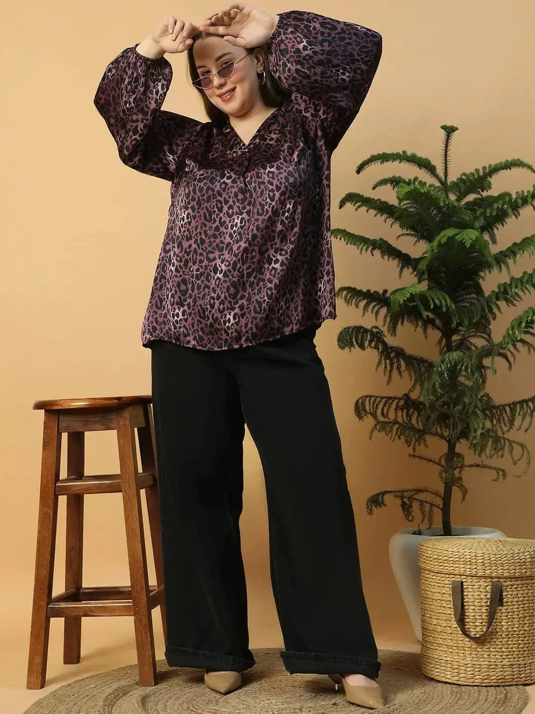 plus-size-top-wine-animal-print