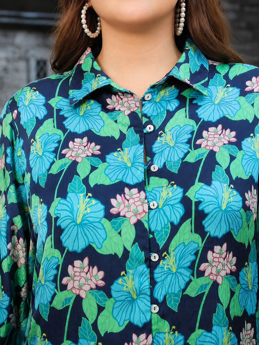 Plus Size Multicolor Floral Print Shirt