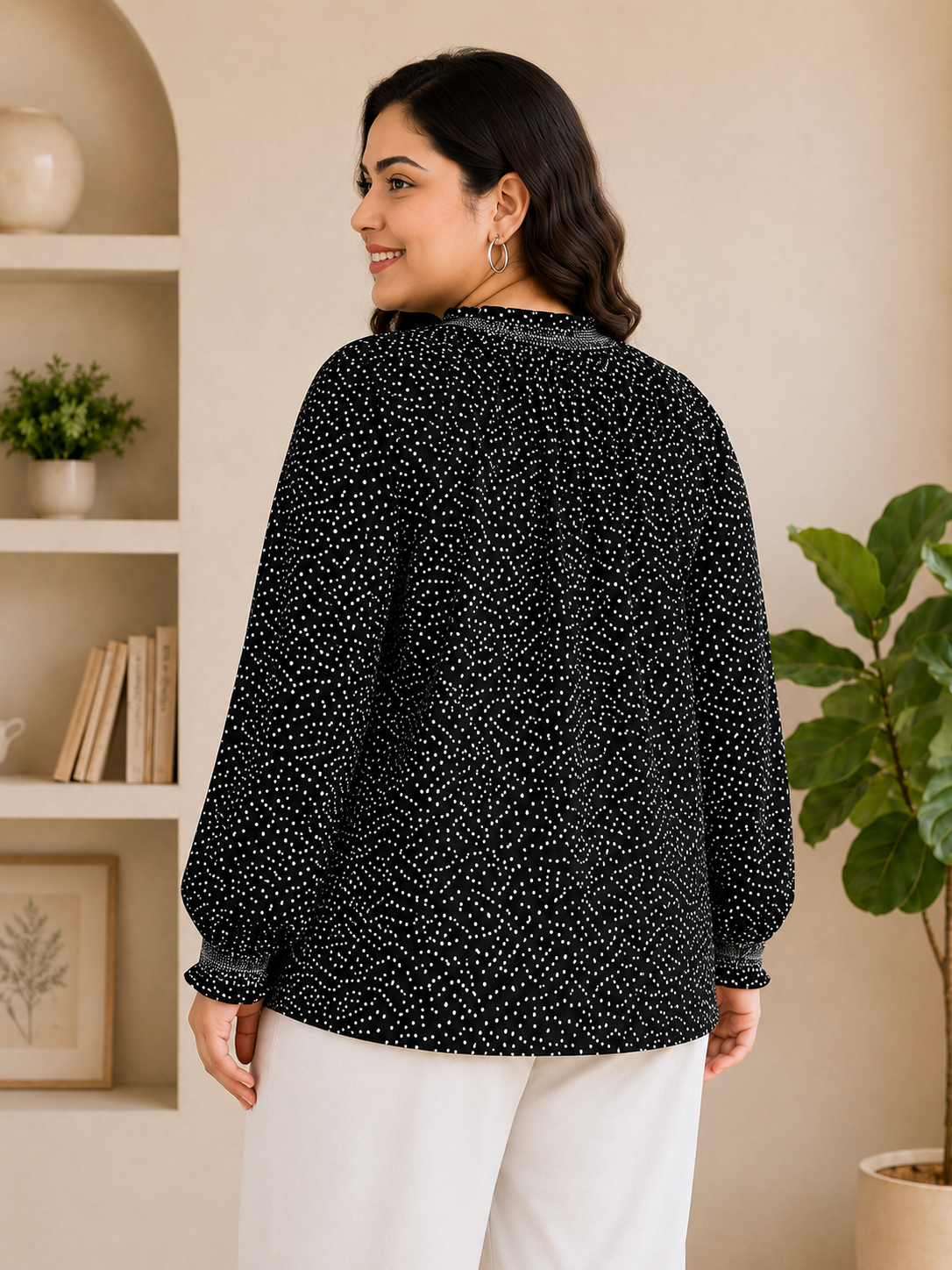 plus size women top black printed