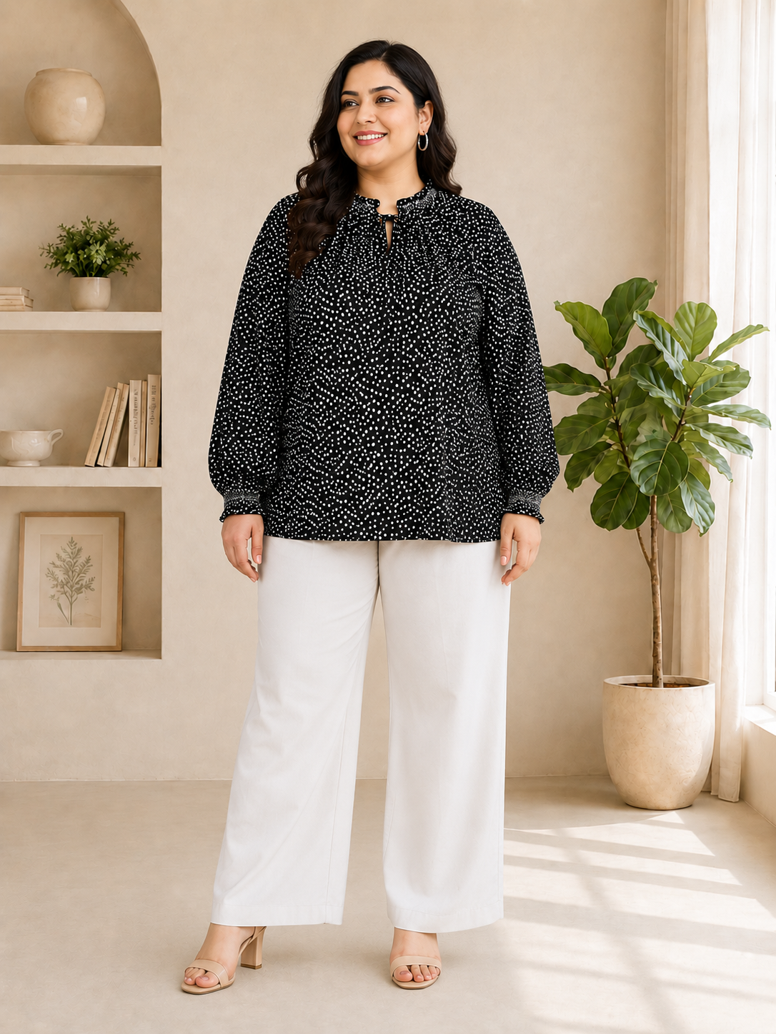 plus size women top black printed