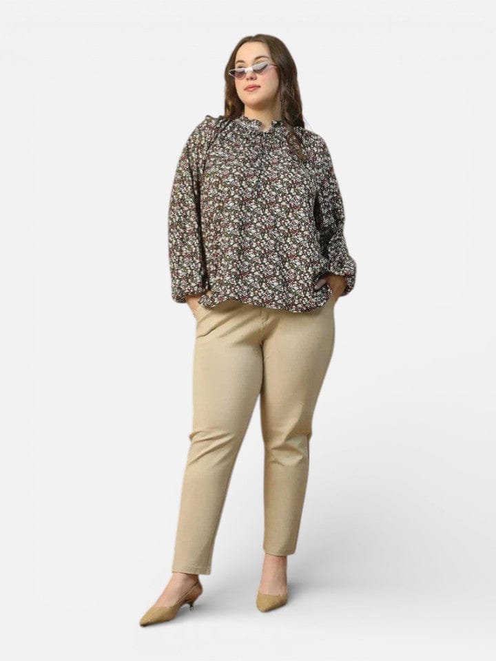 Plus Size Multicolor Floral Printed Top