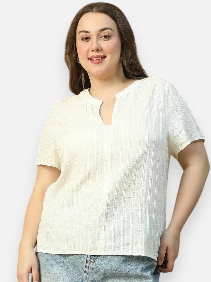 Plus Size White Cotton Top