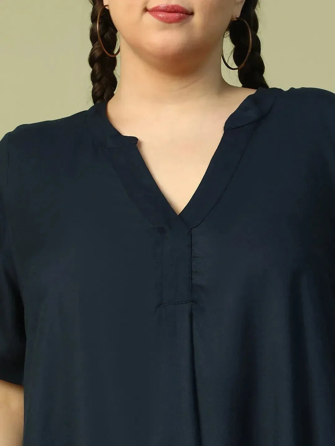 Dark Navy Blue Short Sleeve plus Size Women Dress - oxolloxo