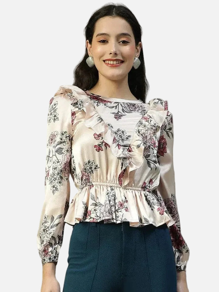 Pink Floral Print Top