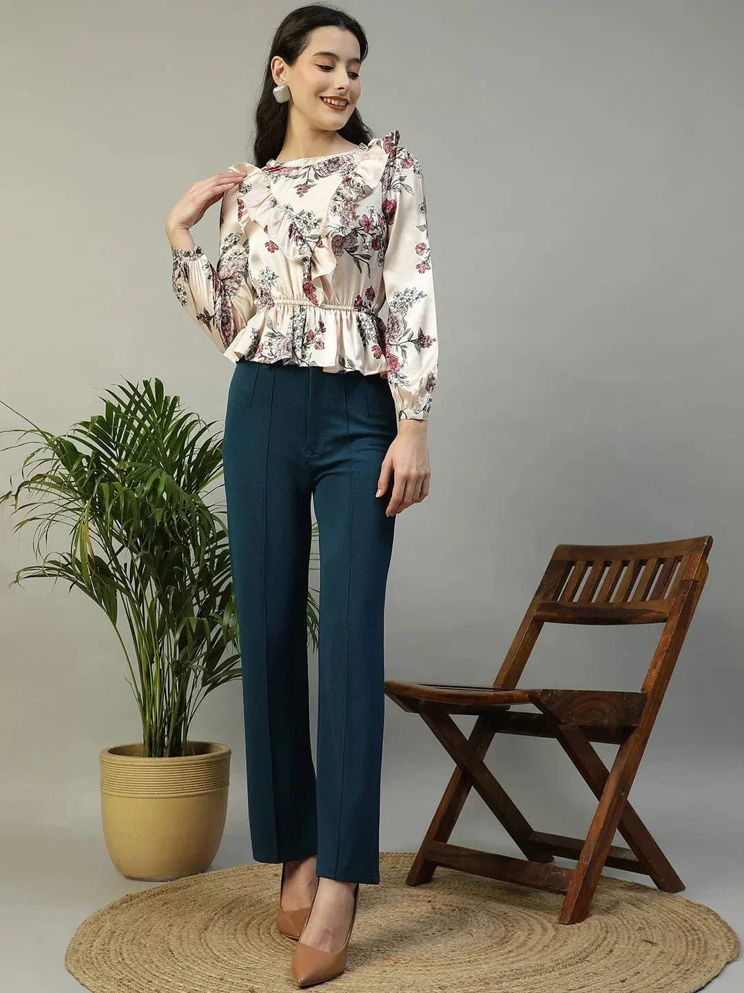 Pink Floral Print Top