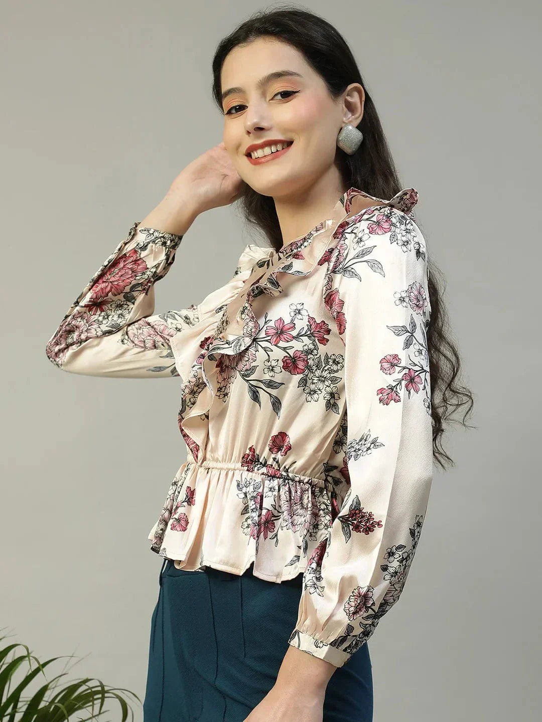 Pink Floral Print Top