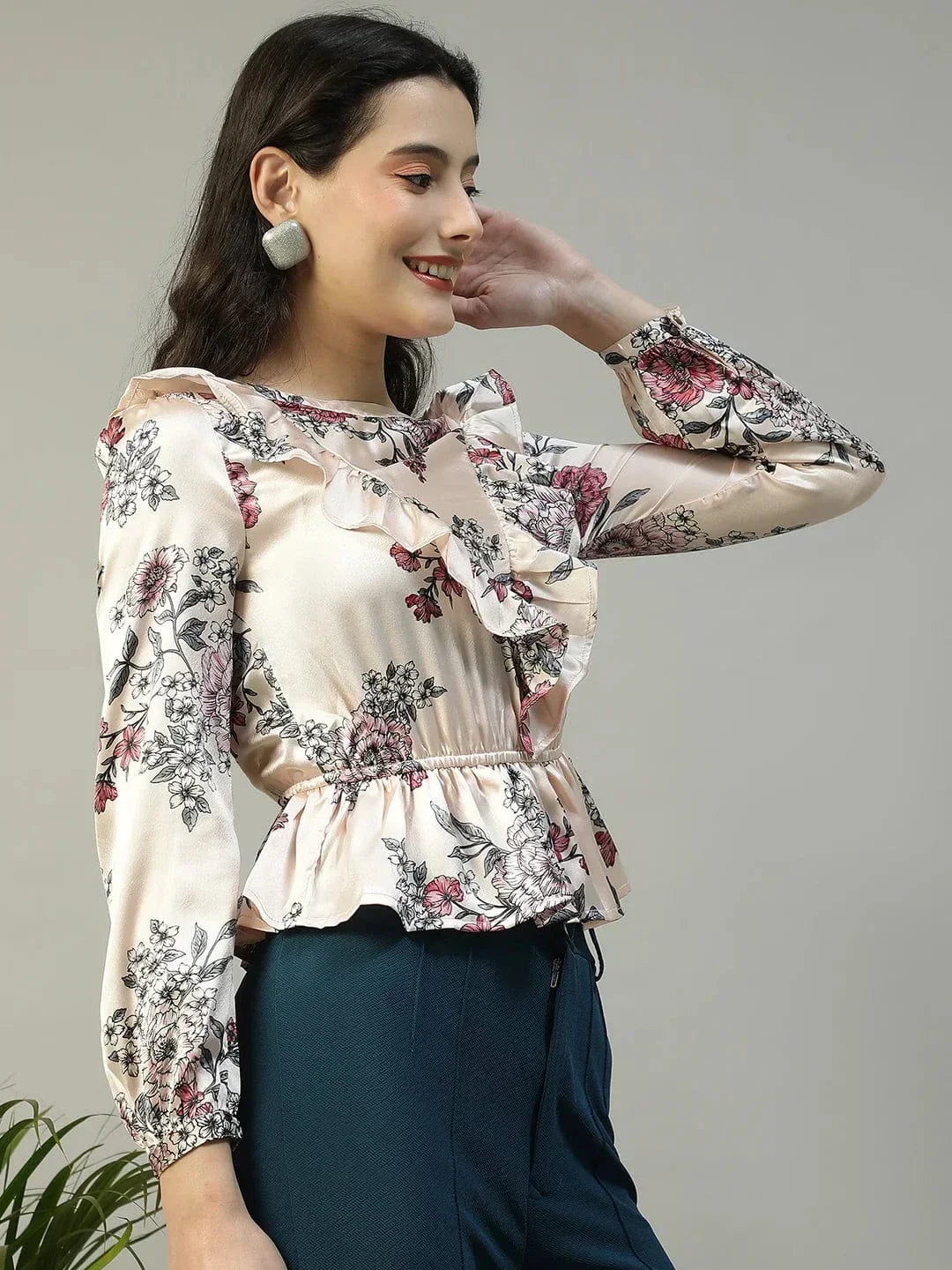 Pink Floral Print Top