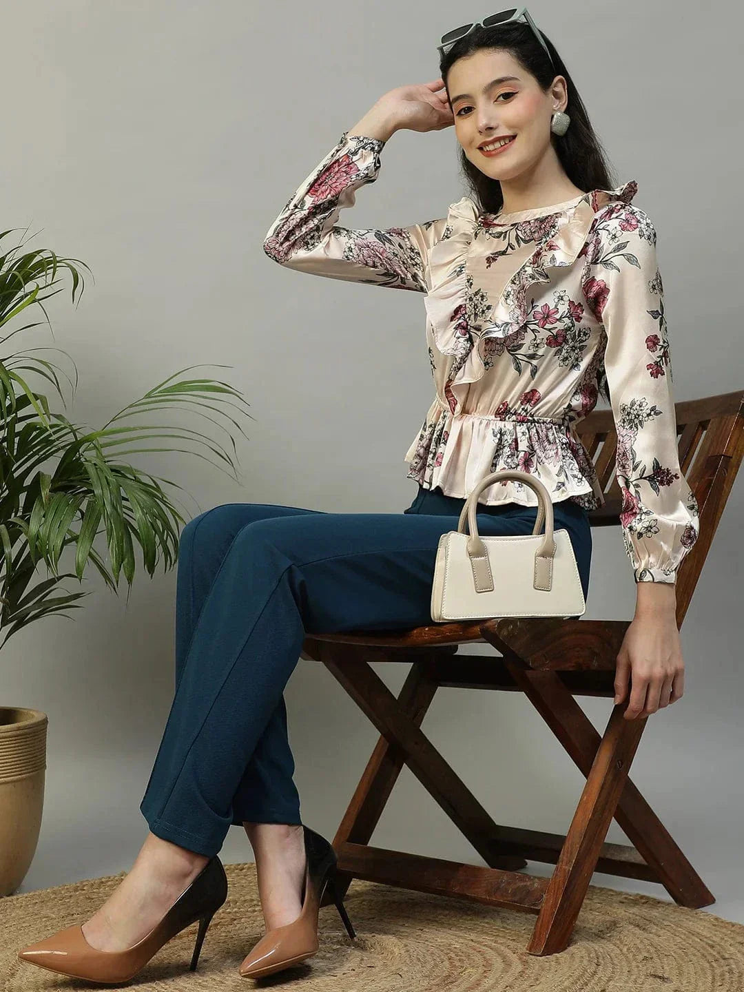 Pink Floral Print Top