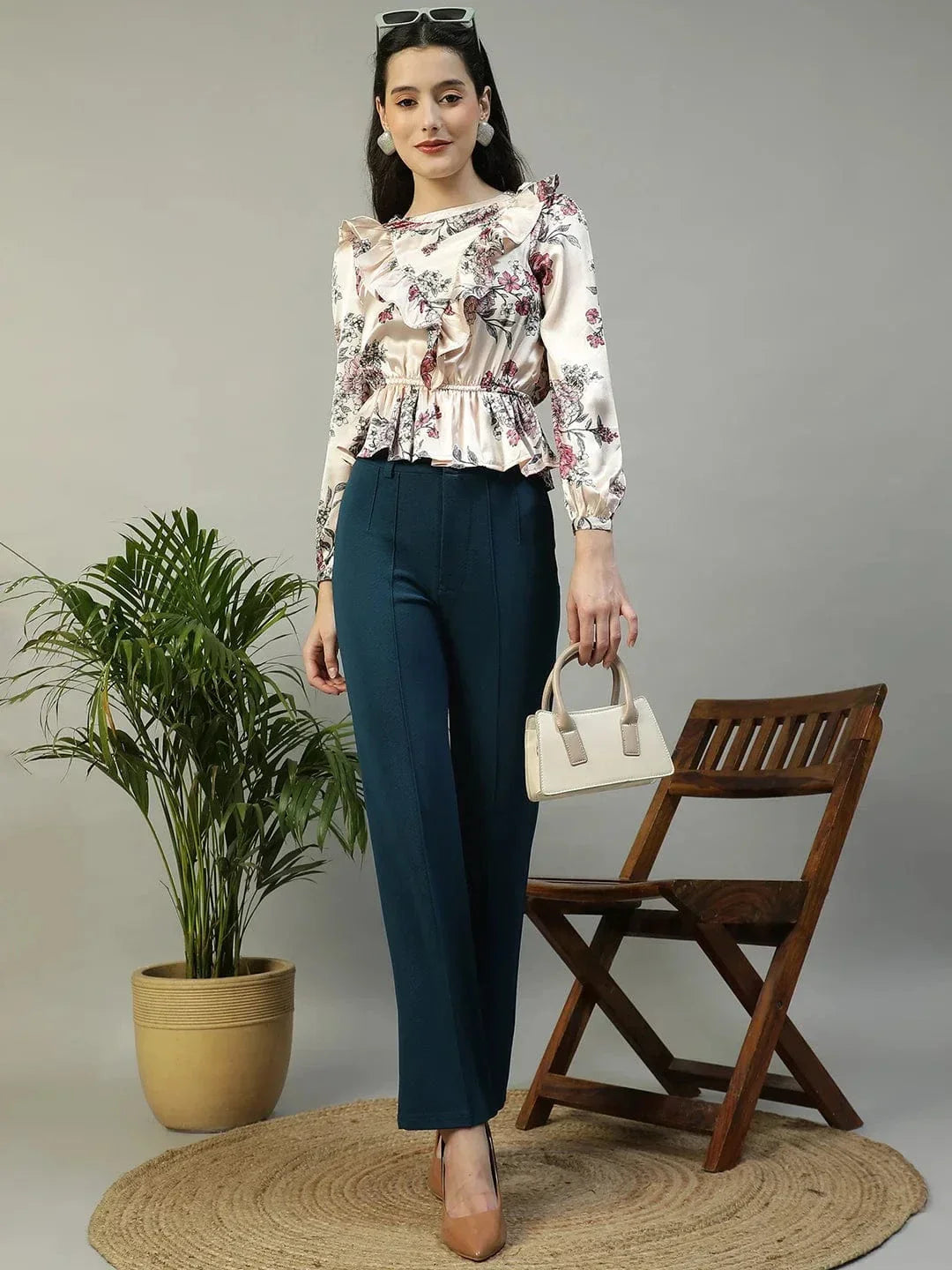 Pink Floral Print Top
