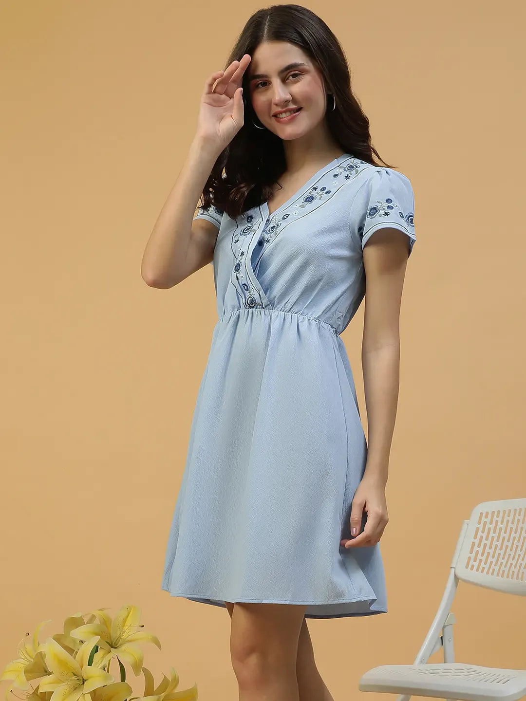 Women Sky Blue Dress