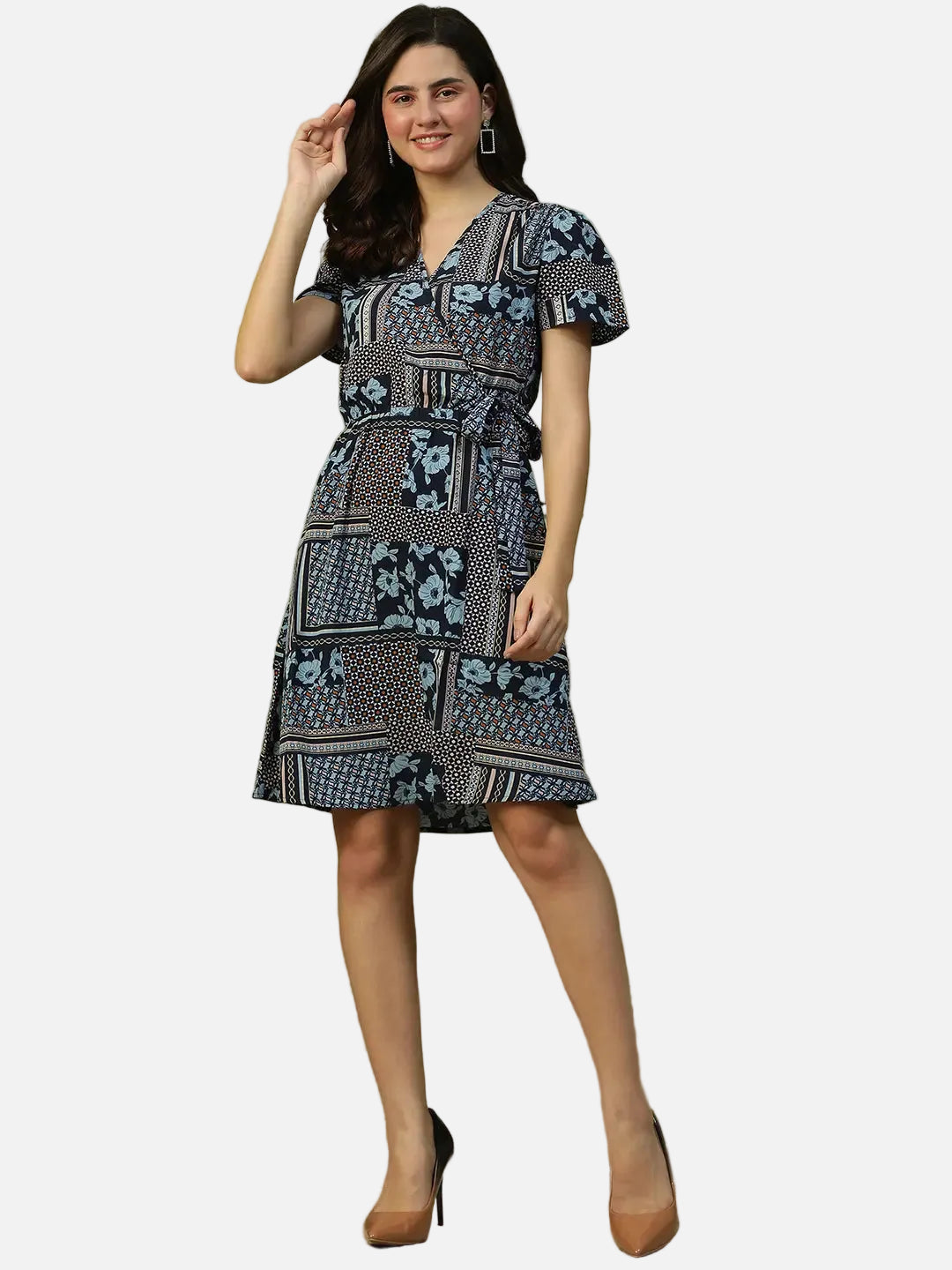 Women Blue Floral Print Dress