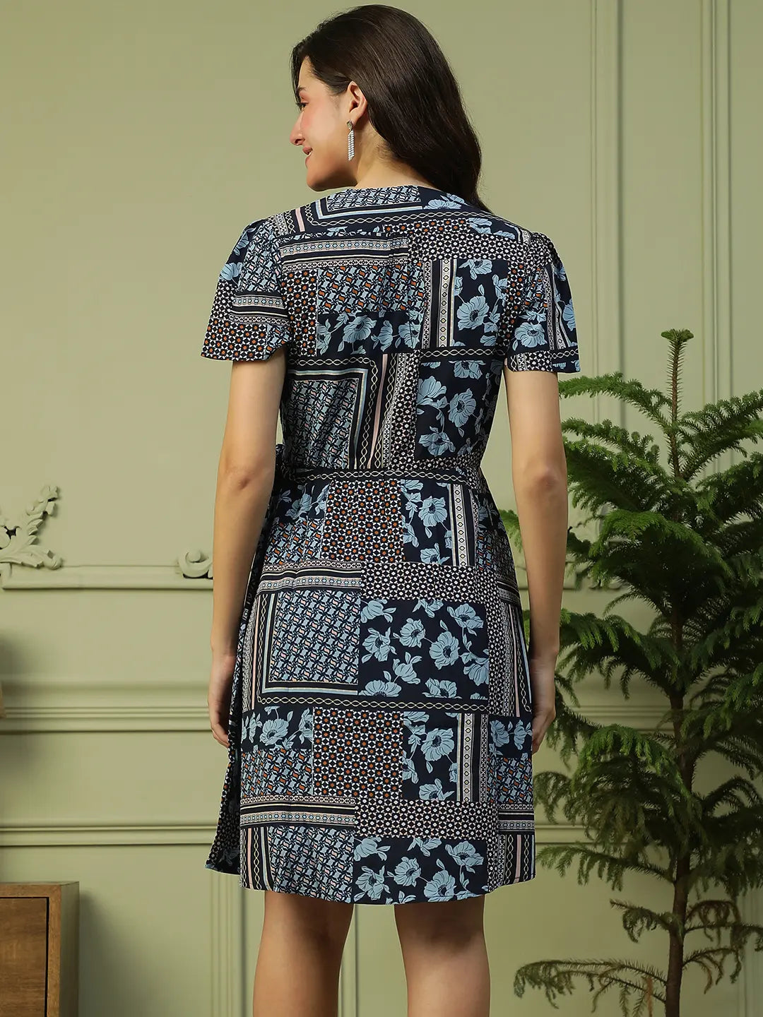 Women Blue Floral Print Dress