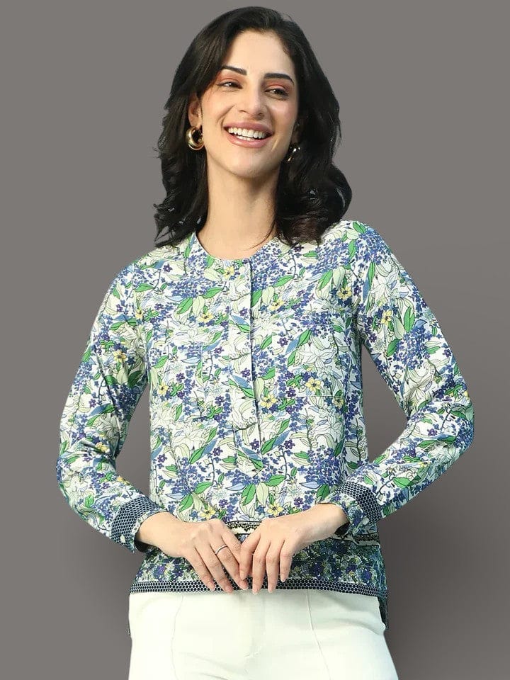 Blue Floral Print Top