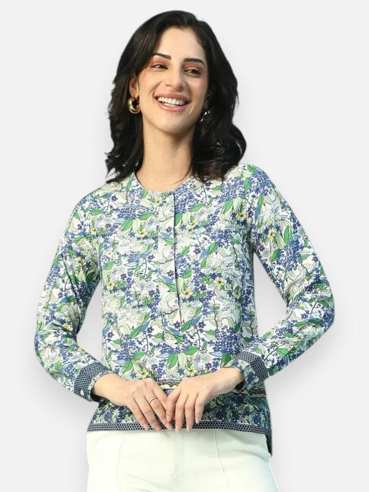 Blue Floral Print Top