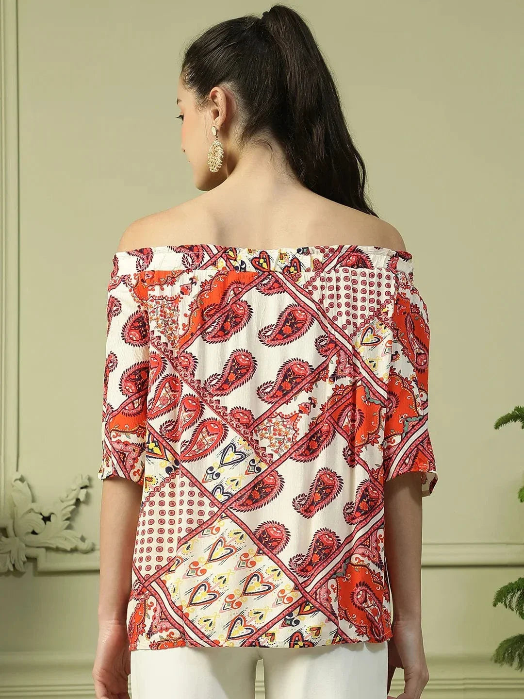 Women Red Floral Top