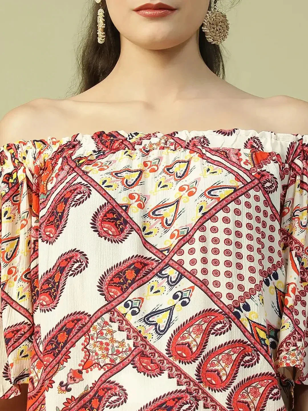 Women Red Floral Top