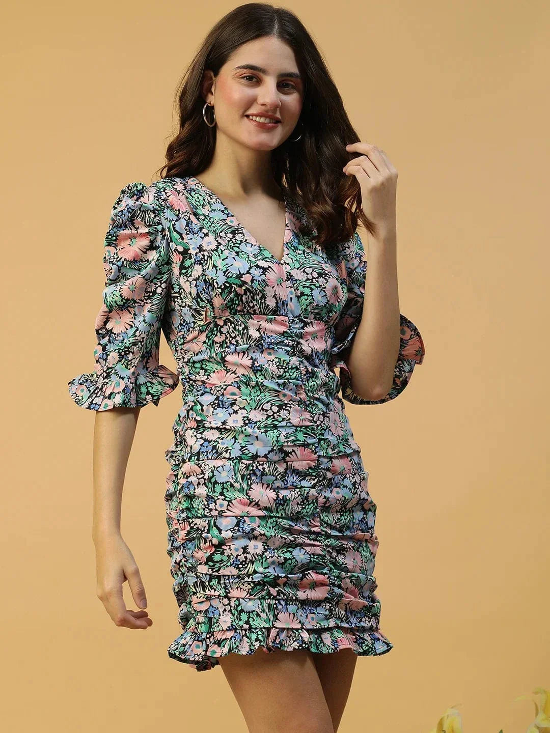 Blue Floral Print Dress