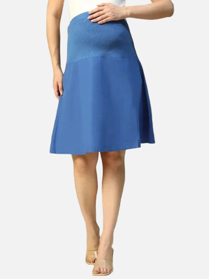 Blue Maternity Cotton Skirt