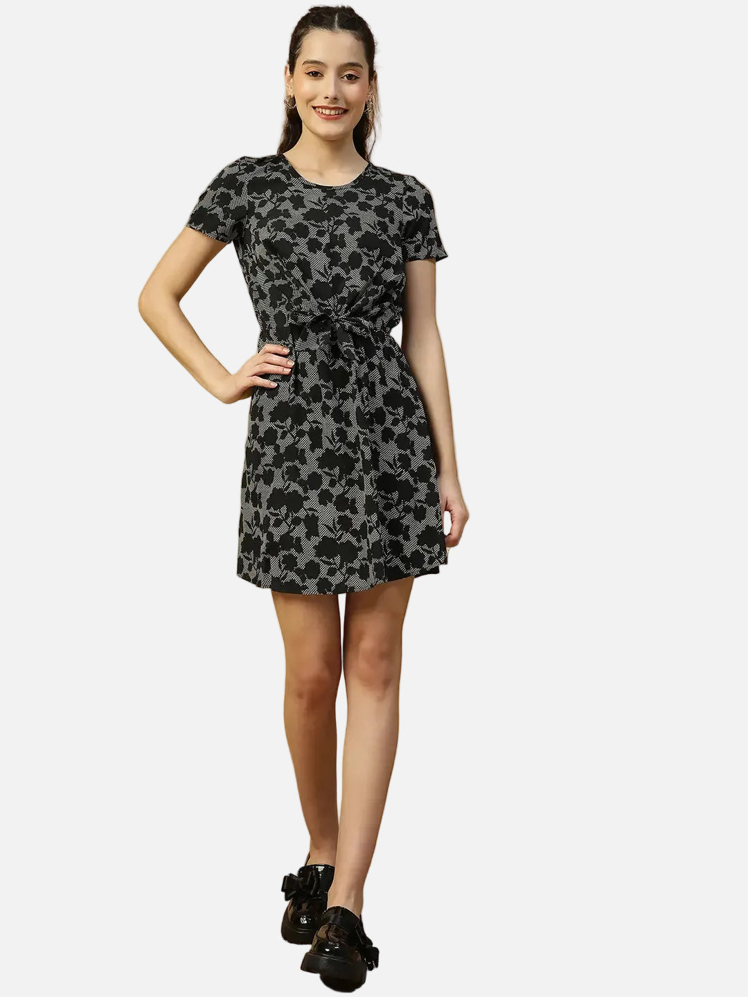 Black Floral Print Dress