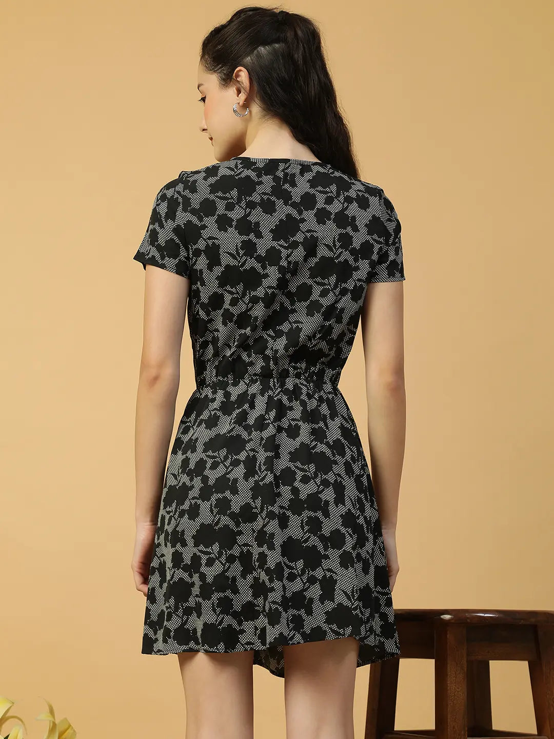 Black Floral Print Dress