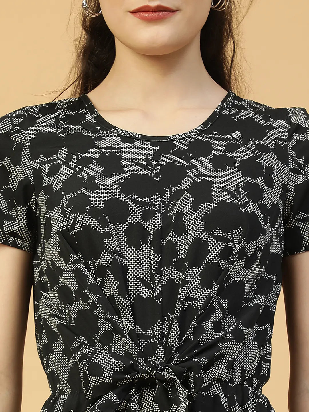 Black Floral Print Dress