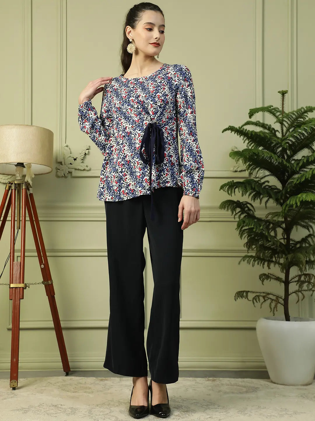 Blue Floral Print Top
