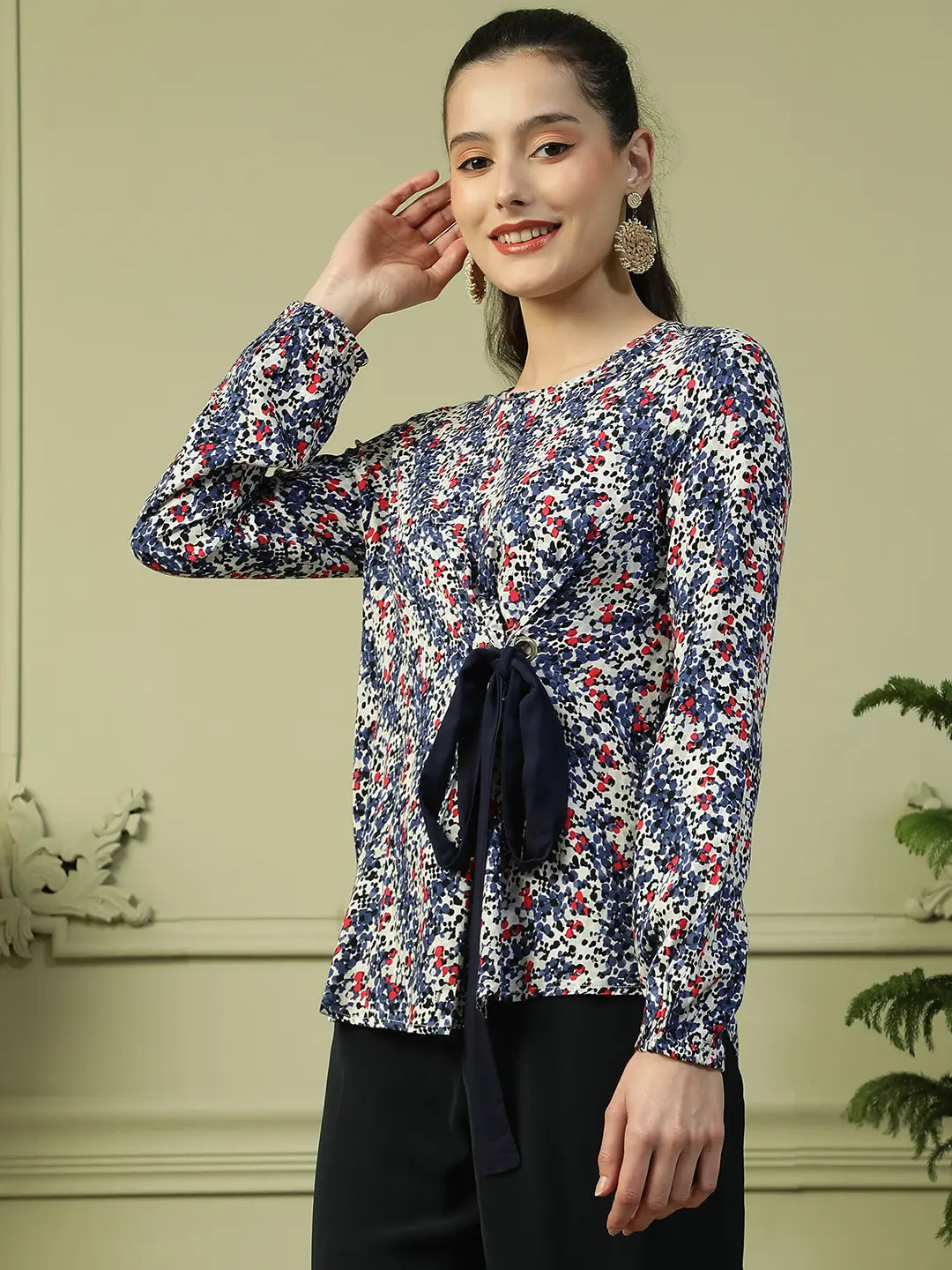 Blue Floral Print Top