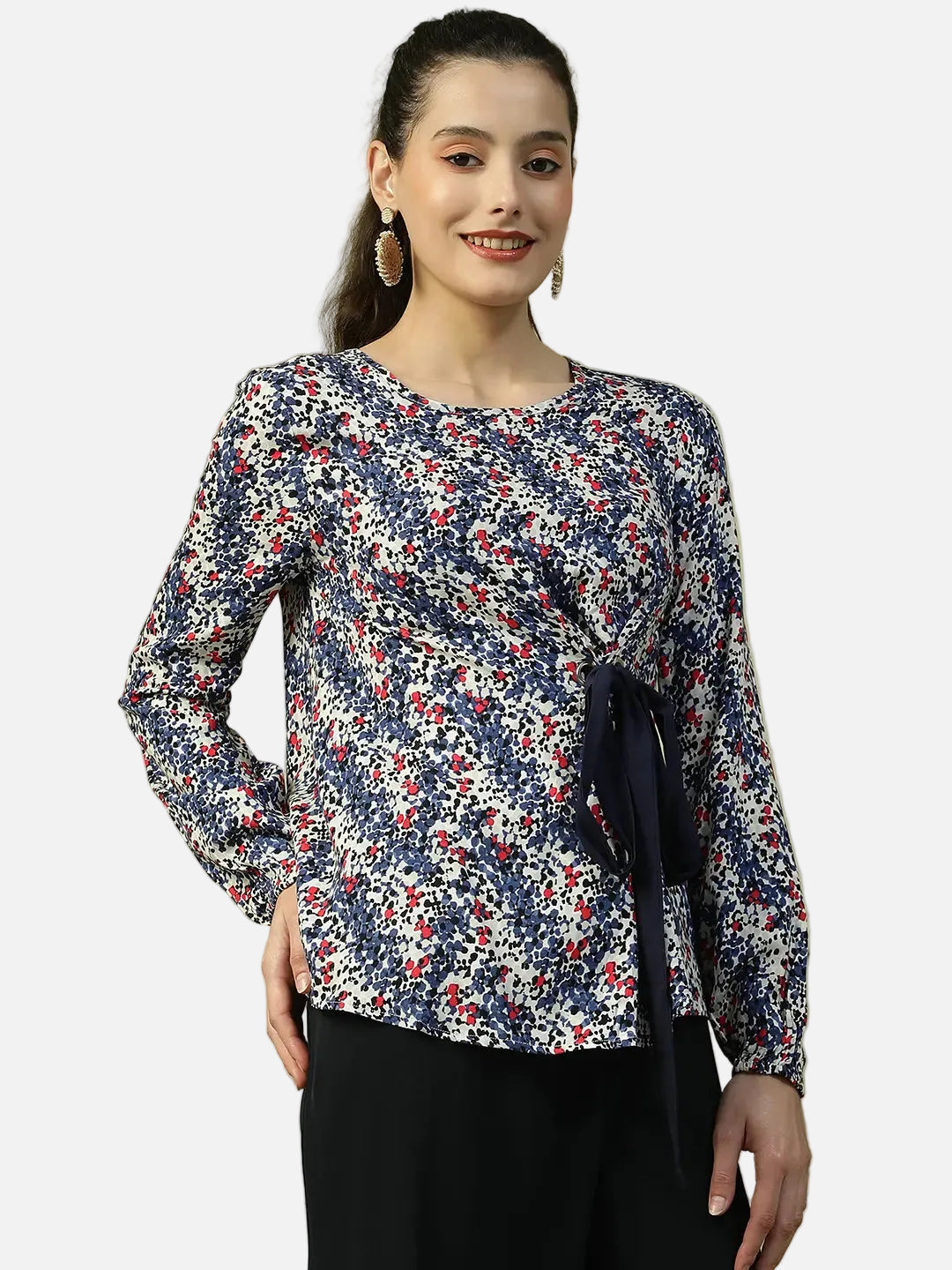 Blue Floral Print Top