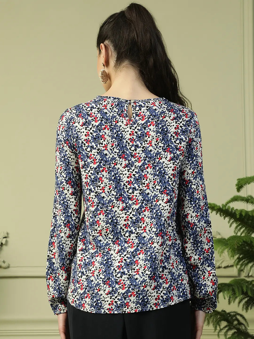 Blue Floral Print Top