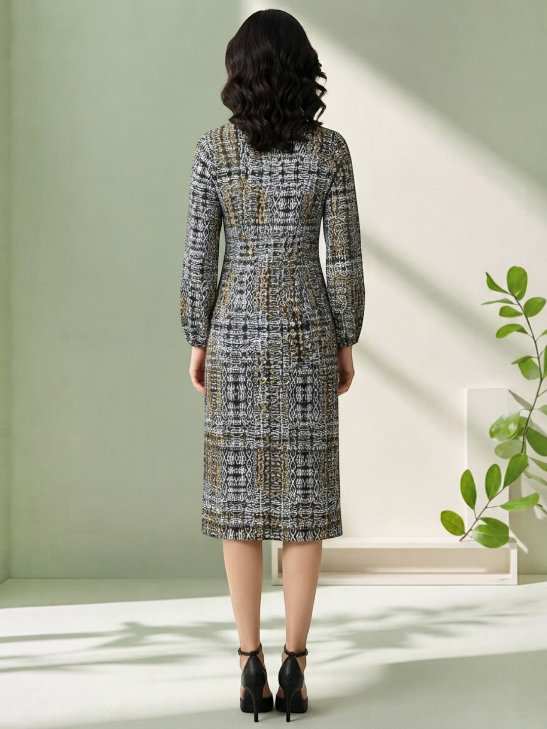 multicolor party dress long sleeve