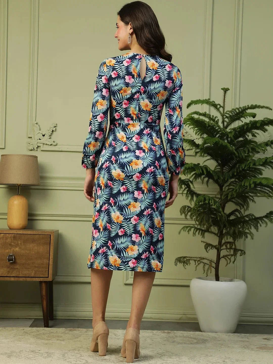 Blue Floral Print Dress