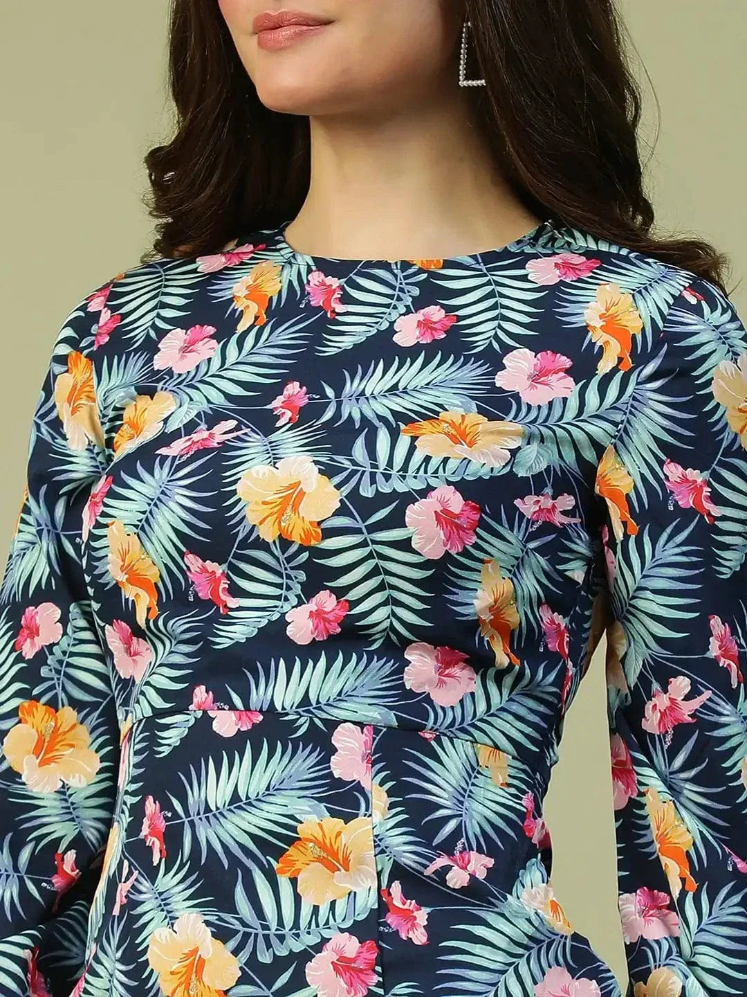 Blue Floral Print Dress