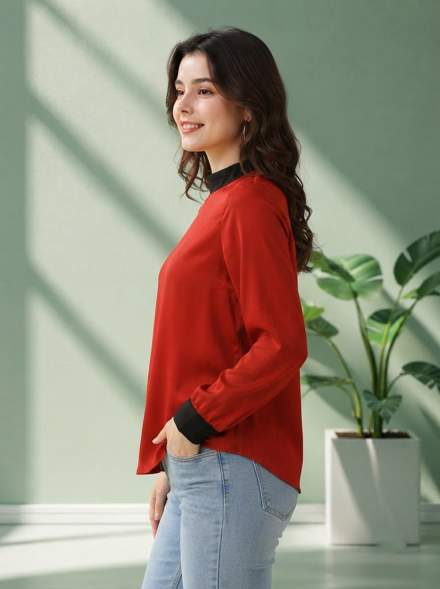 Women Red Velvet Top Oxolloxo