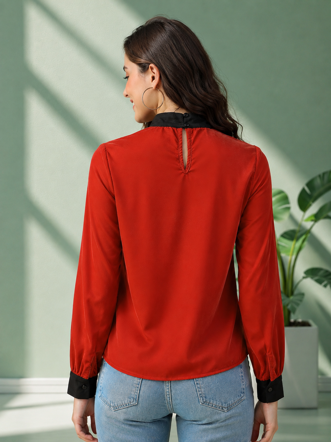 Women Red Velvet Top Oxolloxo