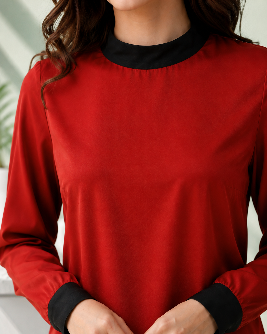 Women Red Velvet Top Oxolloxo