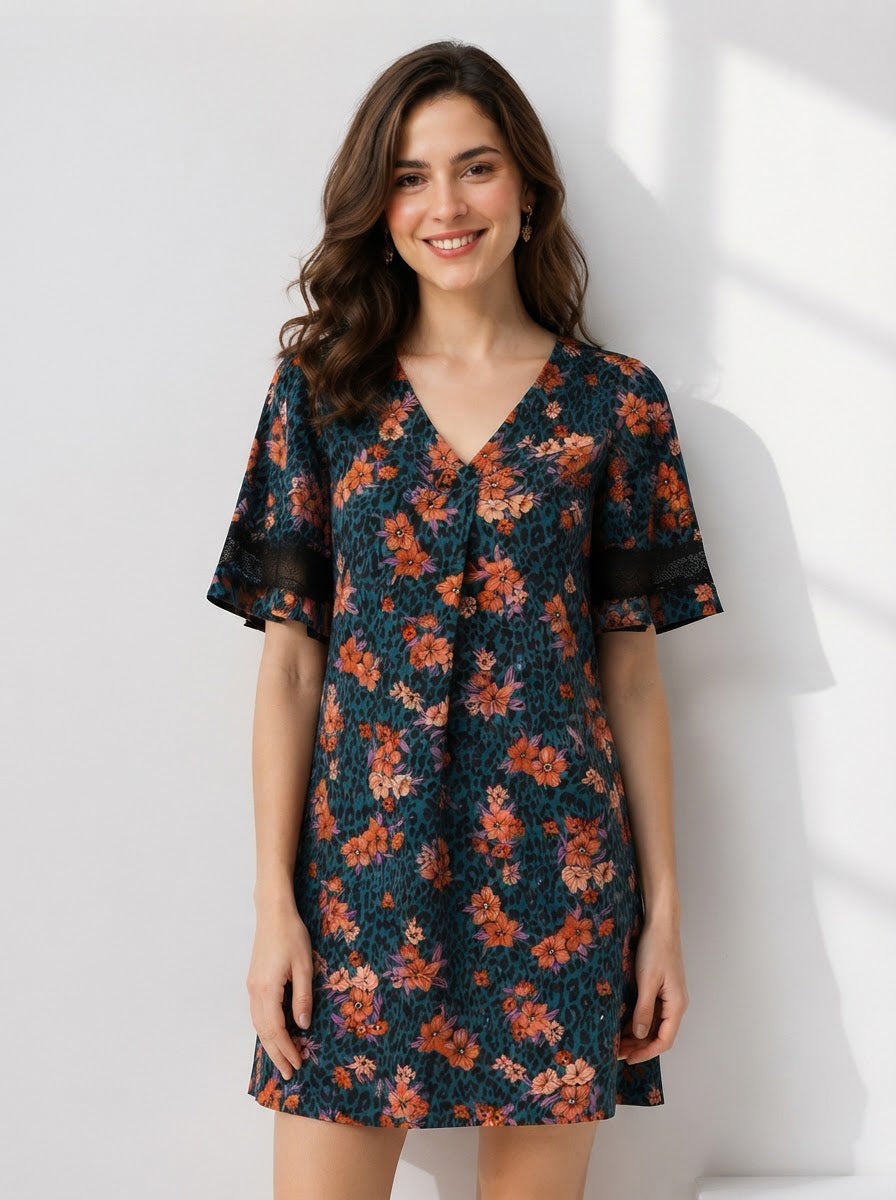 Women Blue Floral Dress