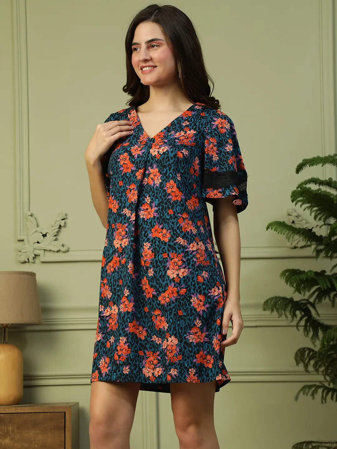 Women Blue Floral Dress