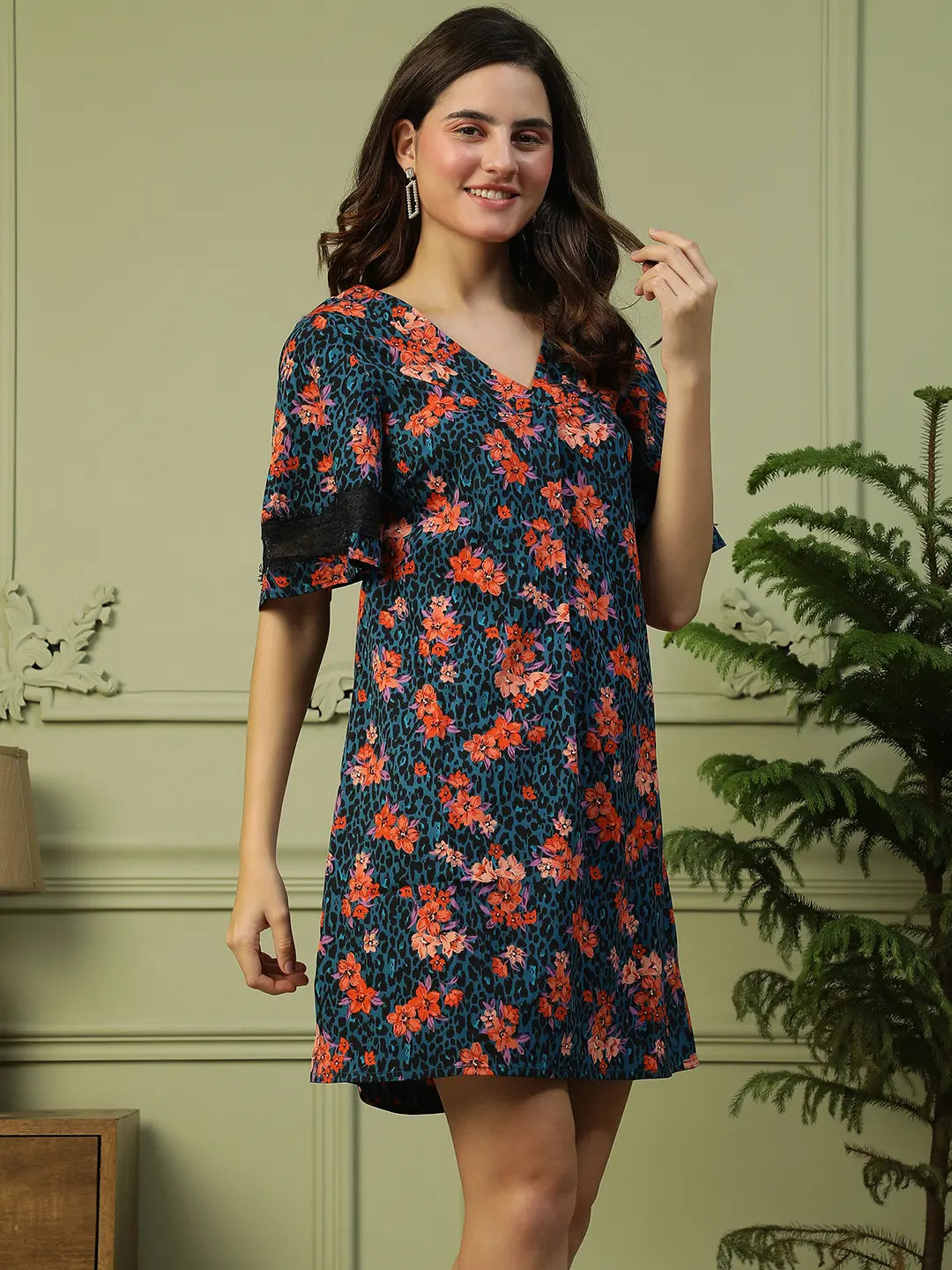 Women Blue Floral Dress