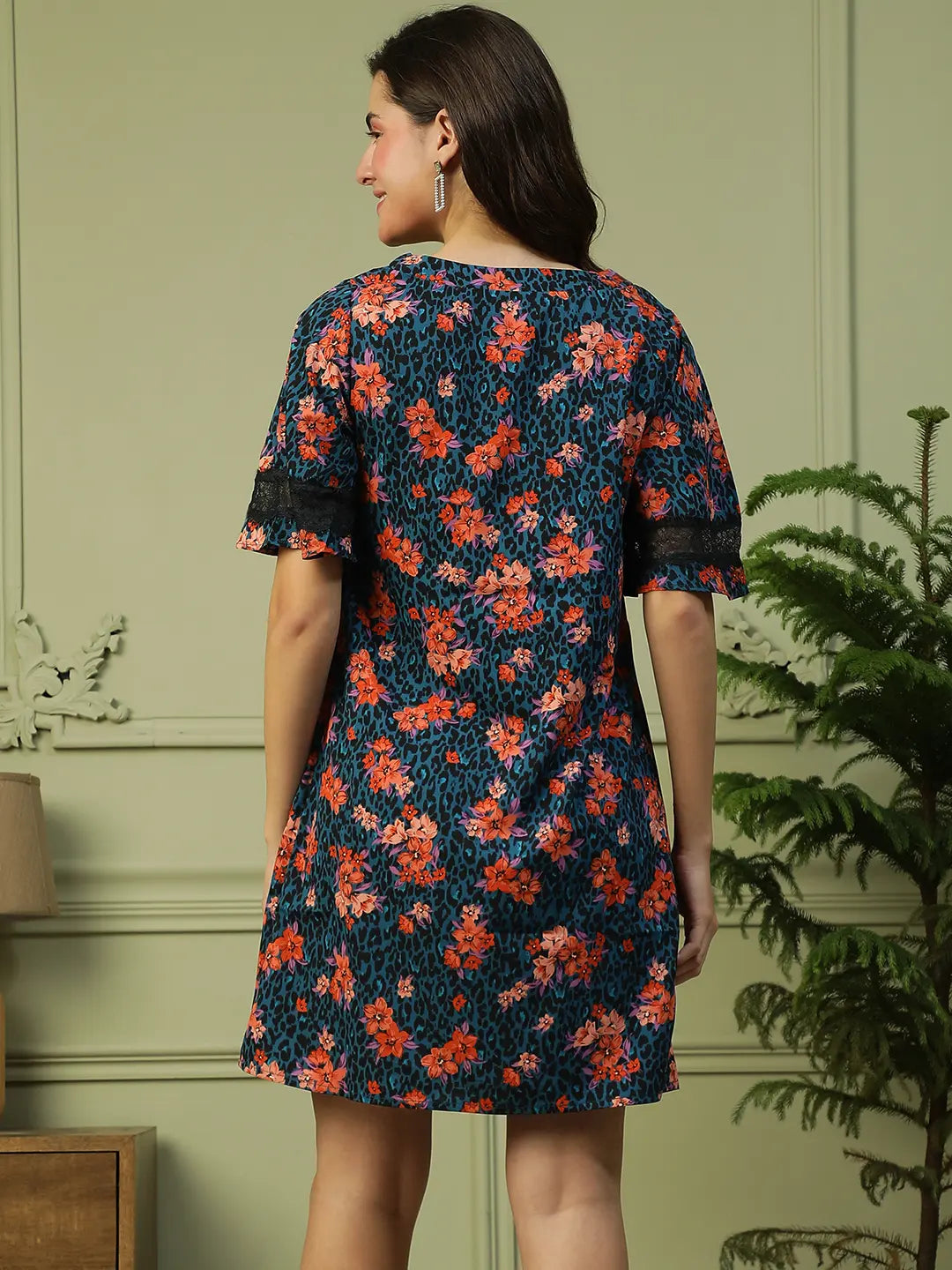 Women Blue Floral Dress
