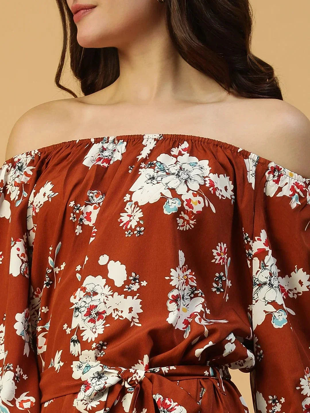 Rust Floral Print Dress
