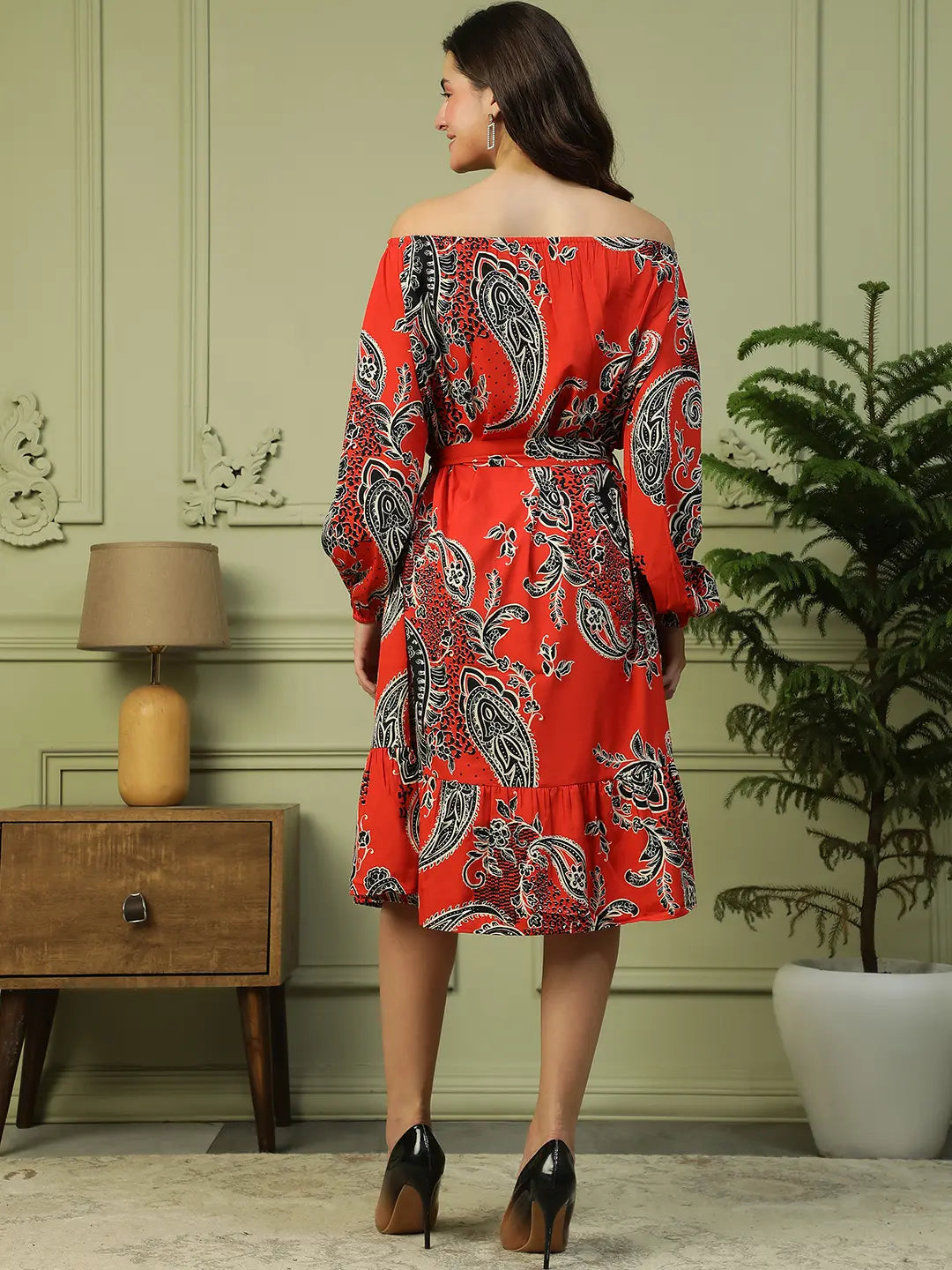 Red Floral Print Dress