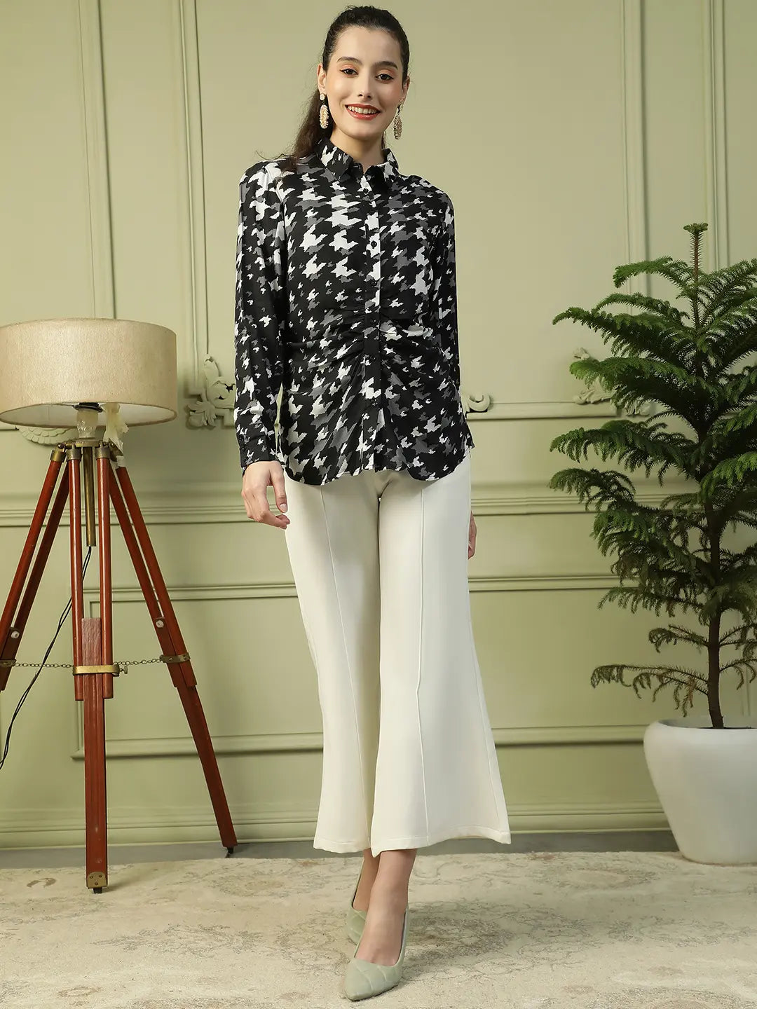 Women Black Printed Shirt