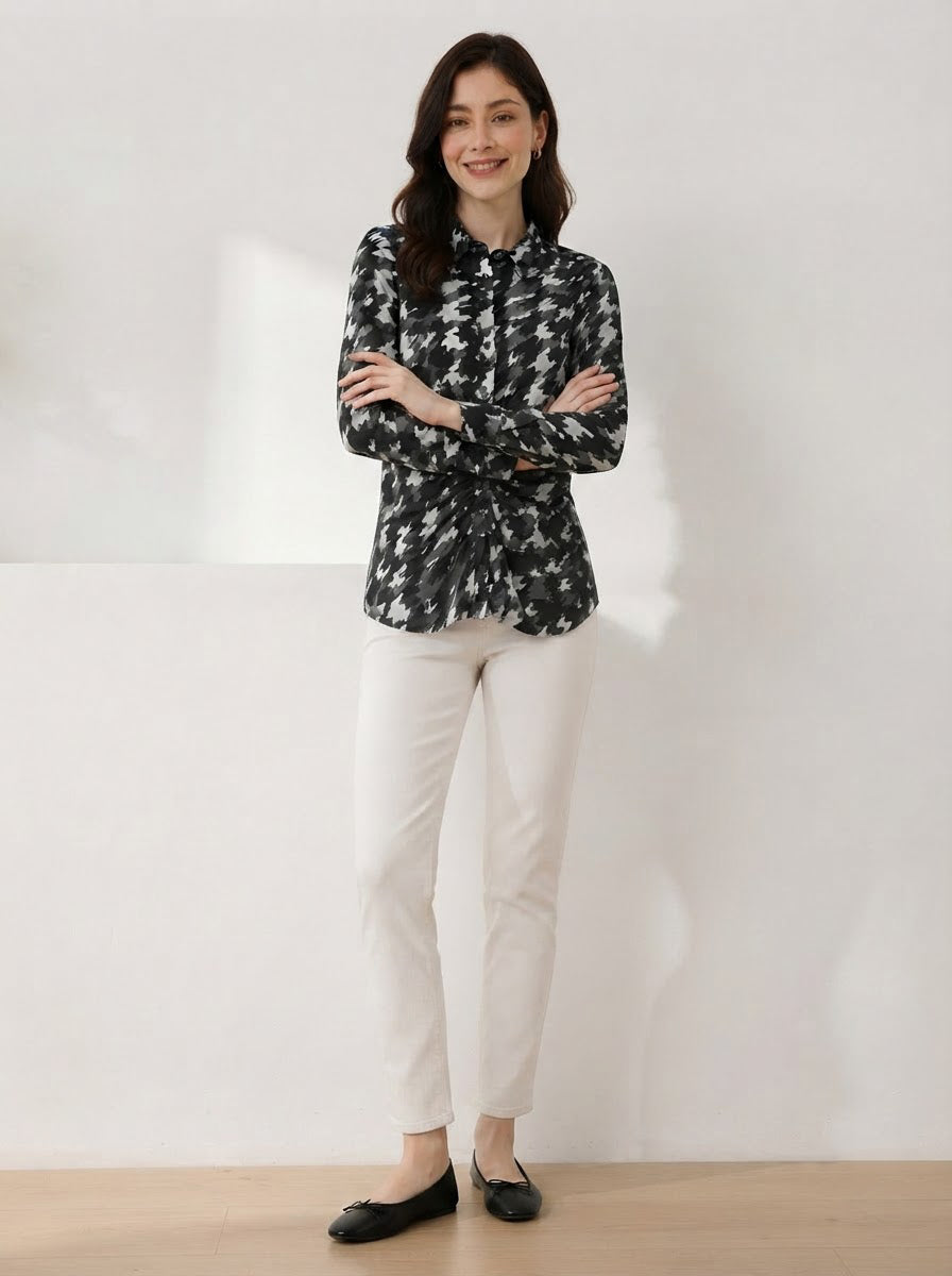 Women Black Printed Shirt Oxolloxo