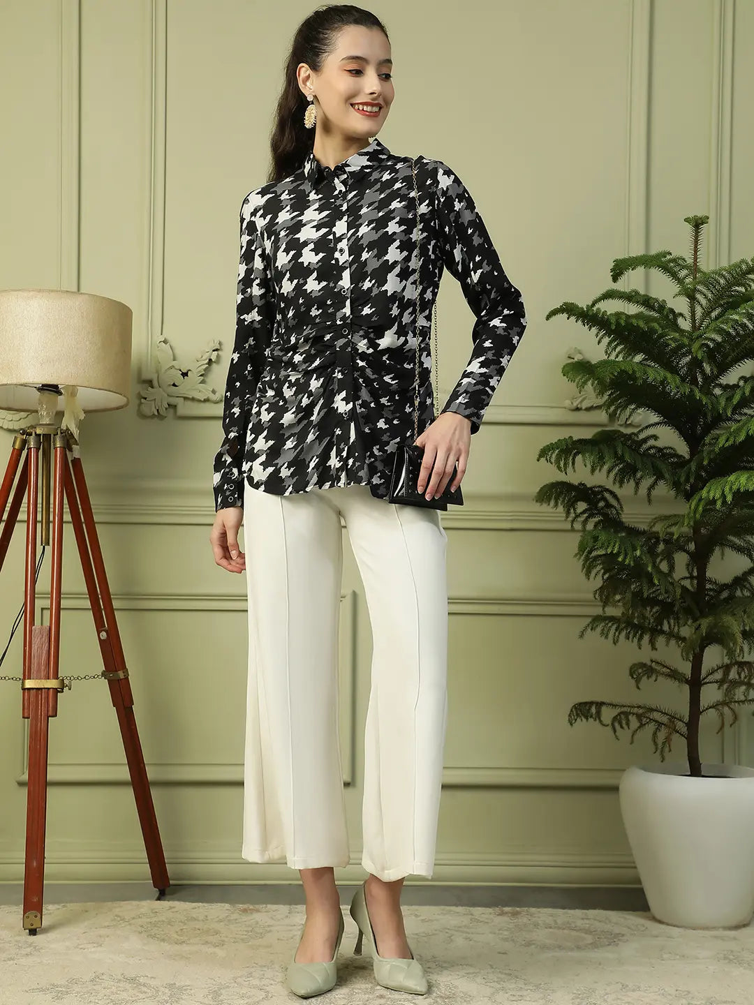 Women Black Printed Shirt