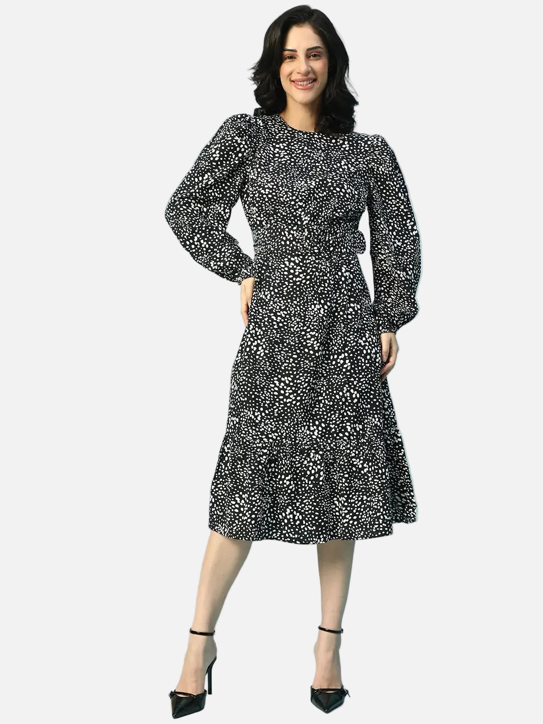 Black Floral Print Dress