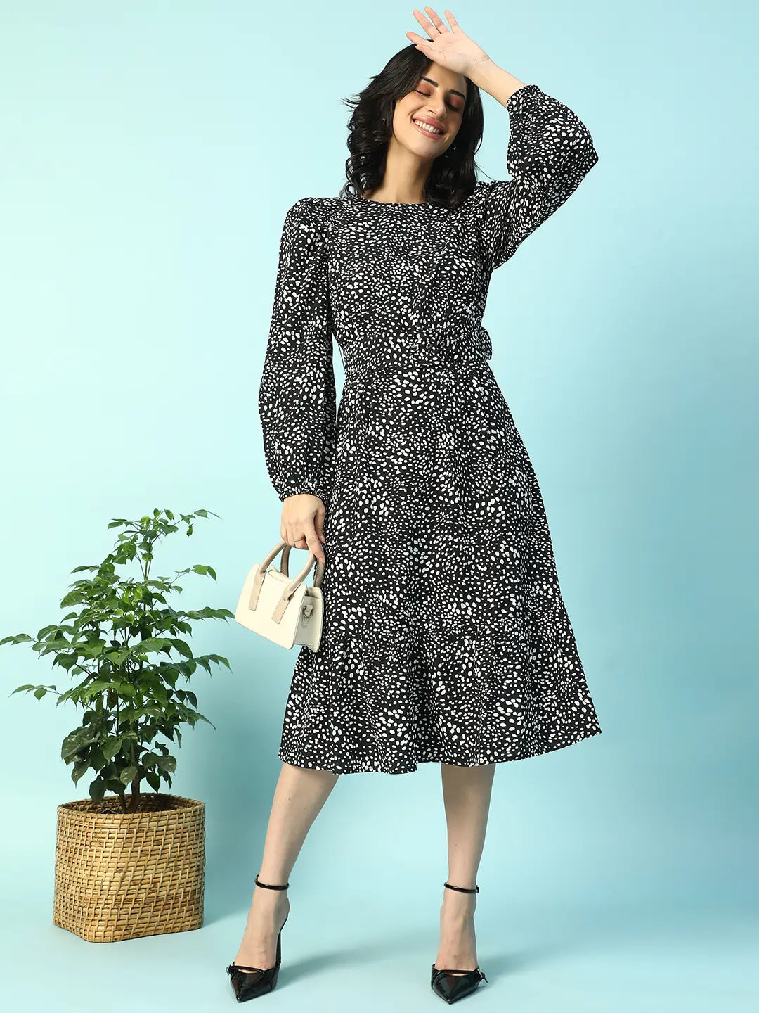 Black Floral Print Dress
